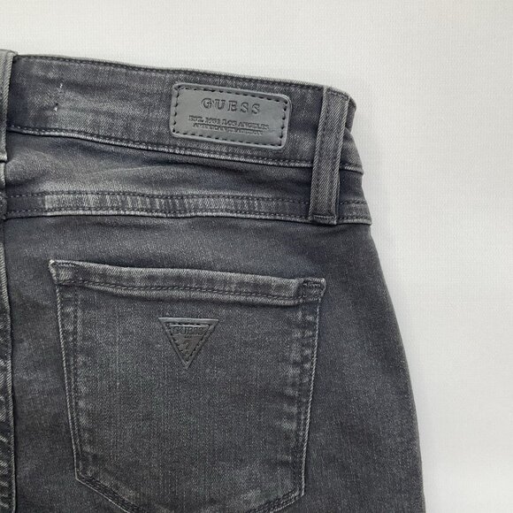 Guess Women’s Moto Zip Skinny Jeans In Black With Knee Silver Patch Size 27 - Picture 14 of 14